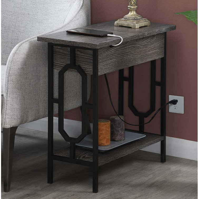 Minburn 24"H End Table with Storage and Built-In Outlets