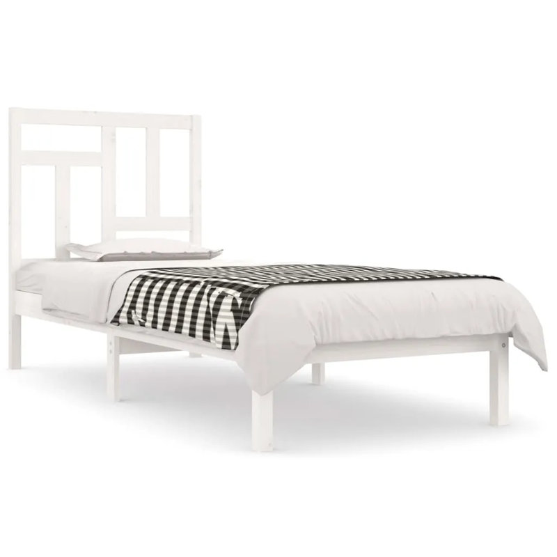 Bed Frame Solid Wood, European Double (140 x 200cm), White
