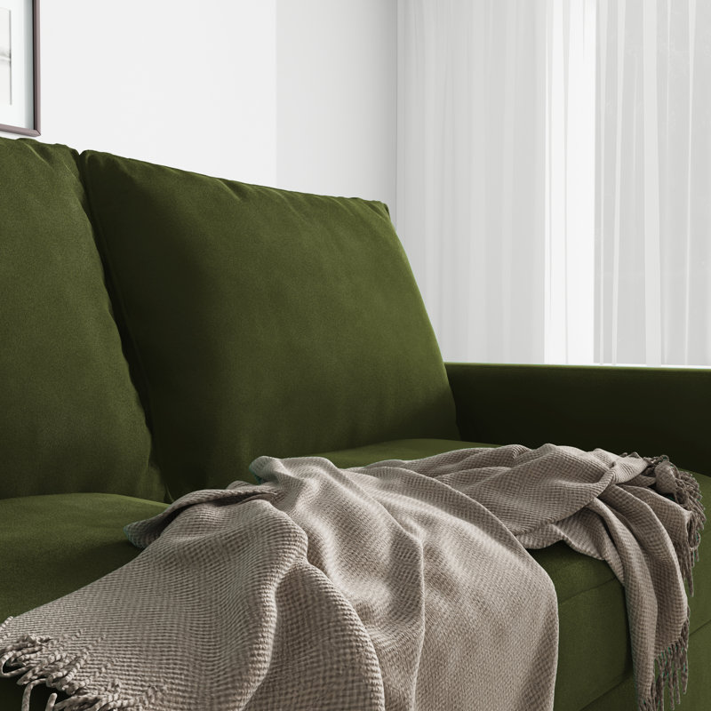 Markham Square Arm Sofa Loveseat, Olive Green Velvet, 33" H x 70" W x 32" D