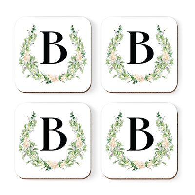 Verre à café sous-verre de jardin monogramme initiale B