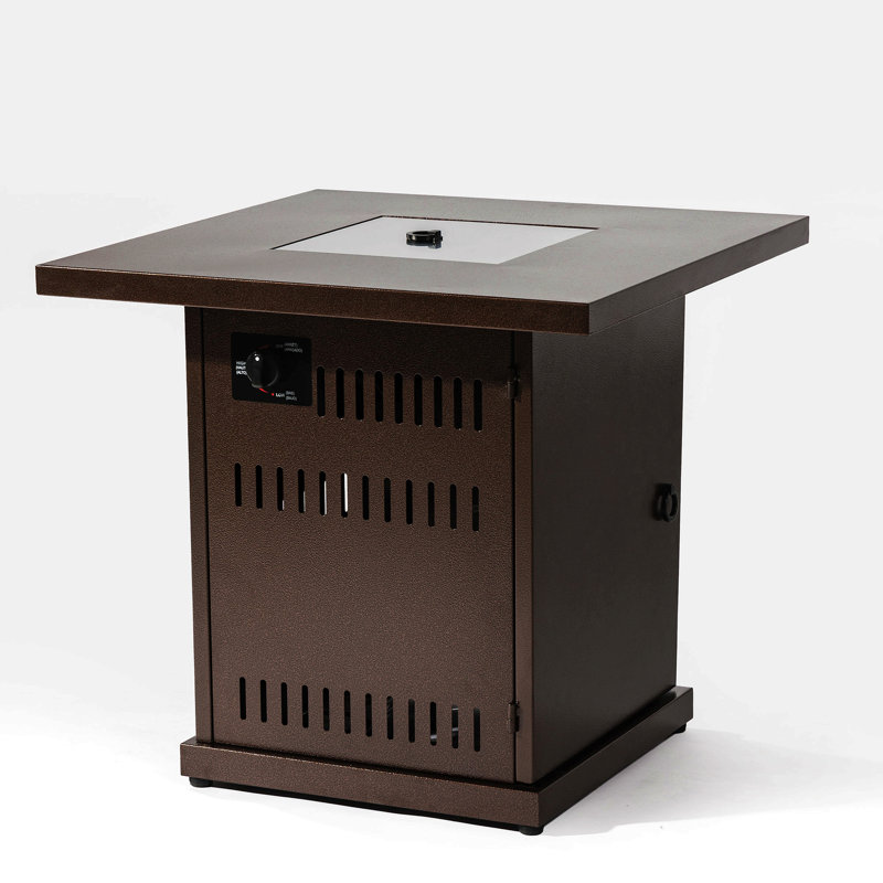 Table de foyer d'extérieur au propane 28 po avec couvercle en acier inoxydable