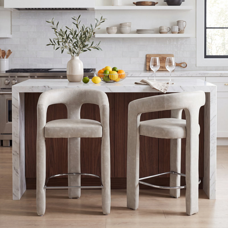 Chaise de baril de comptoir moderne avec accoudoirs et étriers pour îlots de cuisine, barres de bar et comptoirs d'une hauteur de 26,25 po