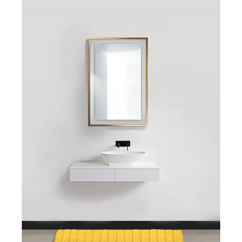 Ednaoverdorf Flat Wall Mirror, Gold, 36" x 24"