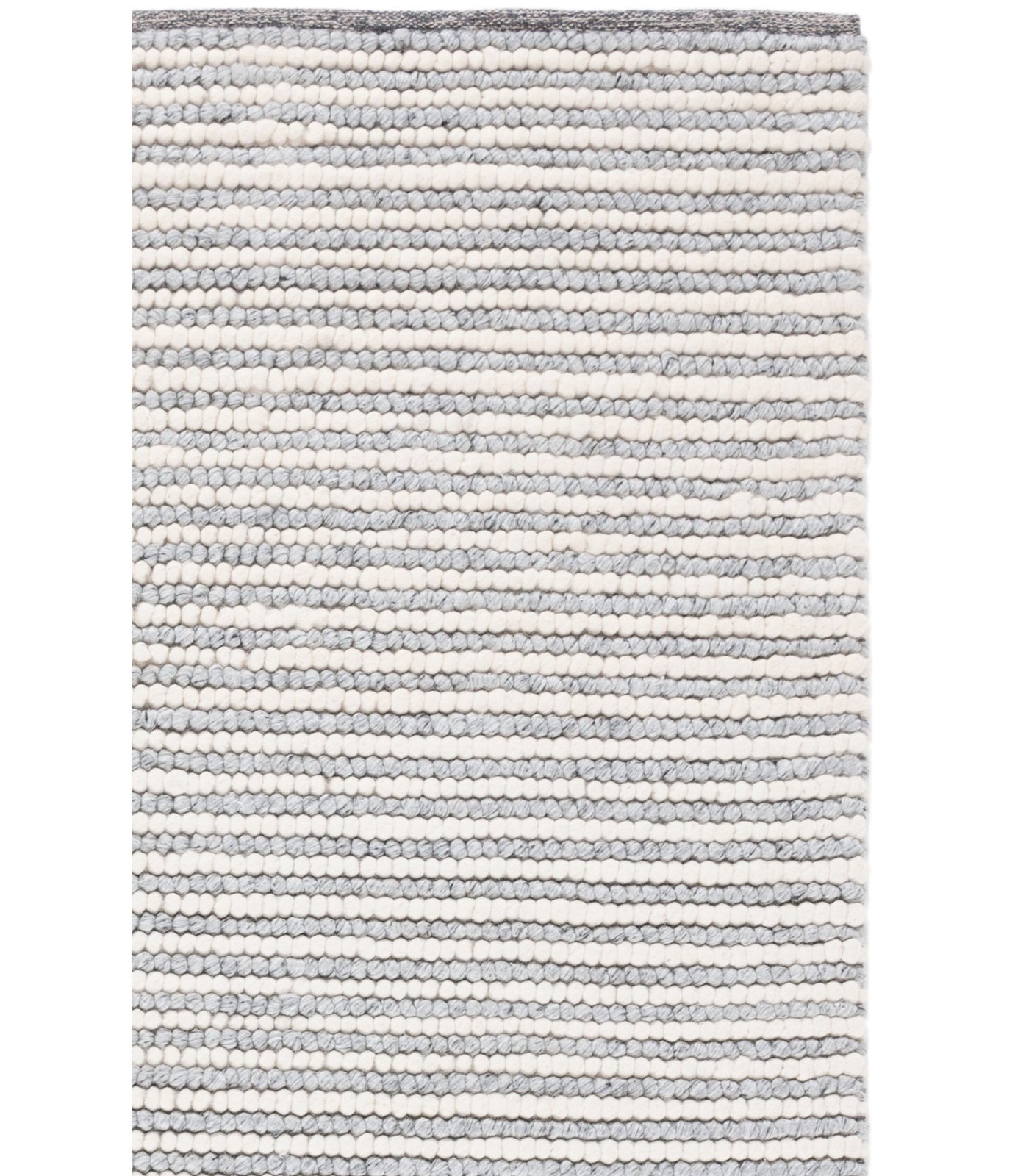 Cleodora Ivory Gray Hand-Woven Striped Rug, Square 4'