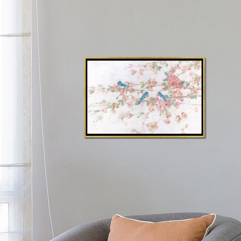 «Cottage Sweet Song II» par Sally Swatland - reproduction d'art, H 18 po x l 26 po x P 1,5 po, Toile encadrée d'or