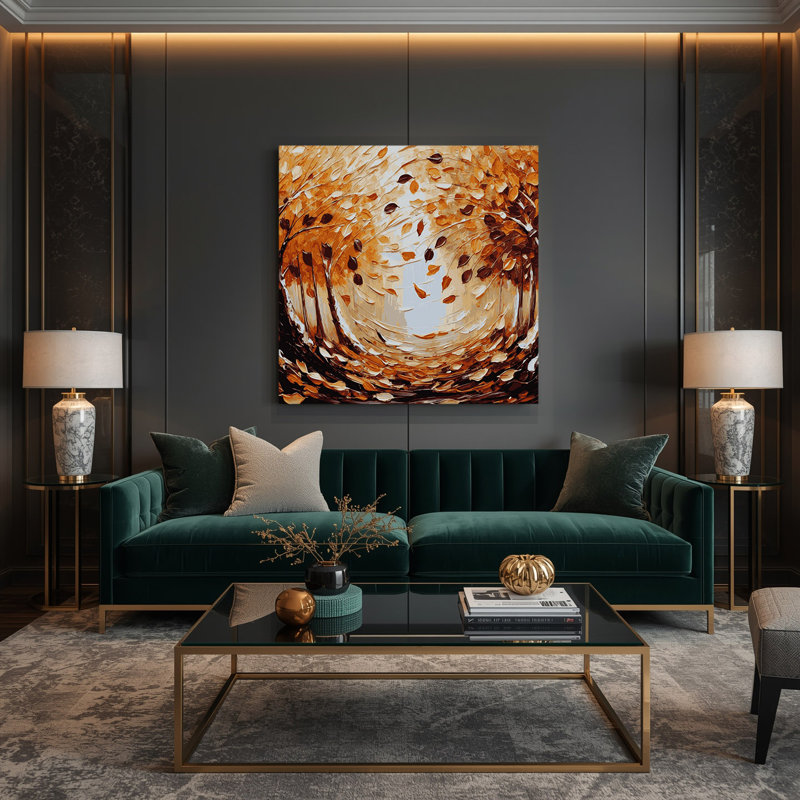 Halloween, feuilles d'automne et arbres, art mural brun, H 32 po x l 32 po