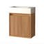 Petit meuble-lavabo mural 16 po, petit meuble-lavabo mural en bois d'acacia massif avec vasque en résine blanche SMC, meuble-lavabo moderne avec porte à fermeture douce