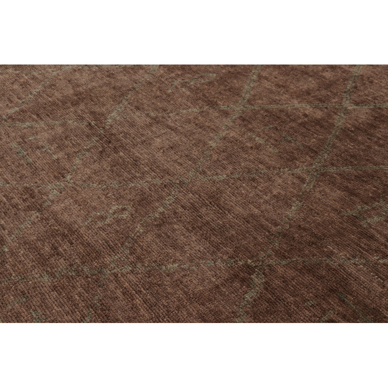 Moroccan Hand Knotted Wool Geometric Area Rug in Browne, Rectangle 8' x 10'