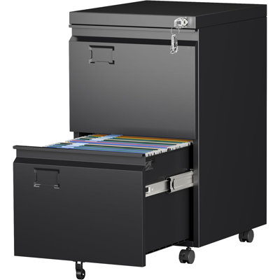 Willison 3-Drawer Metal Vertical Filing Cabinet with Wheels for Home Office & Business Enterprise, Legal/Letter Size, Fully Assembled Except Wheels by Symple Stuff