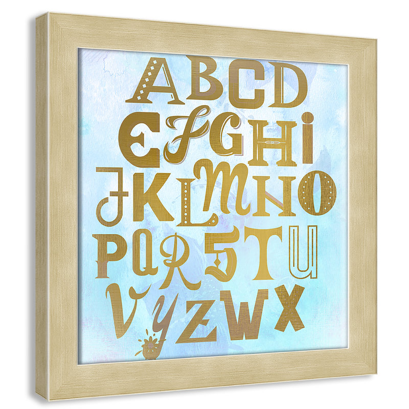 Abc Blue », impression sur papier, Encadré plat champagne, H 12 po x l 12 po x P 0,6 po