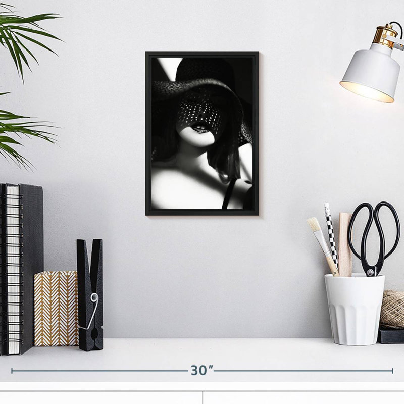 Pois blancs, 9 po x 13 po, Cadre flottant noir