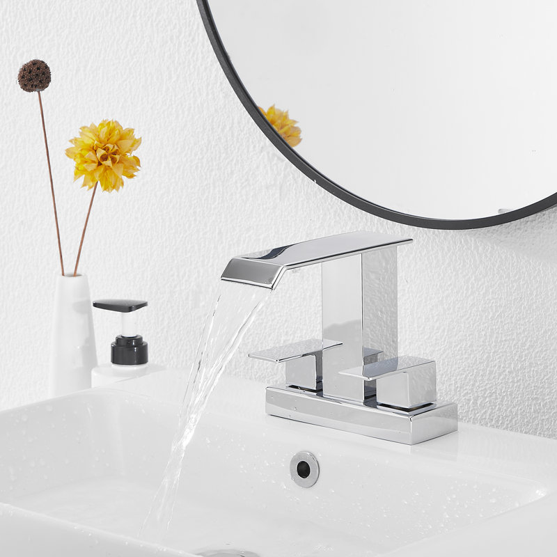 Centerset 2-handle Bathroom Faucet with Drain Assembly, Polished Chrome