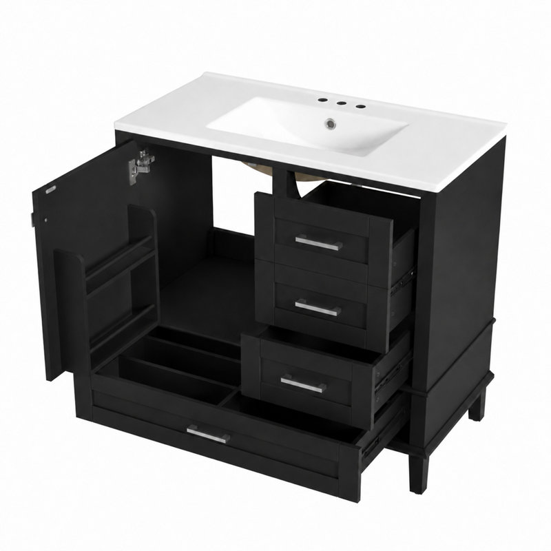 36" Black Bathroom Vanity