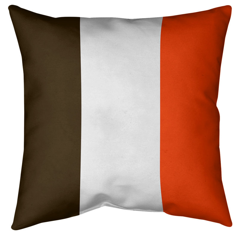 Housse de coussin, 18 po x 18 po, Brun / Orange, Polyester filé