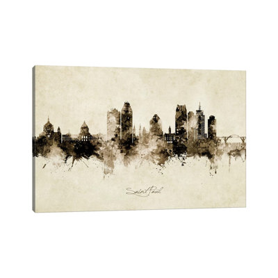 «Saint Paul Minnesota Skyline Vintage» par Michael Tompsett, impression sur toile tendue