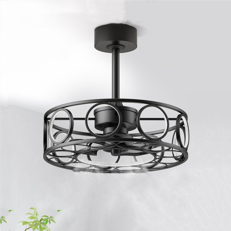 Caged Ceiling Fans With Lights Remote Control, Small Farmhouse Ceiling Fans With Light 3 Color Temperature