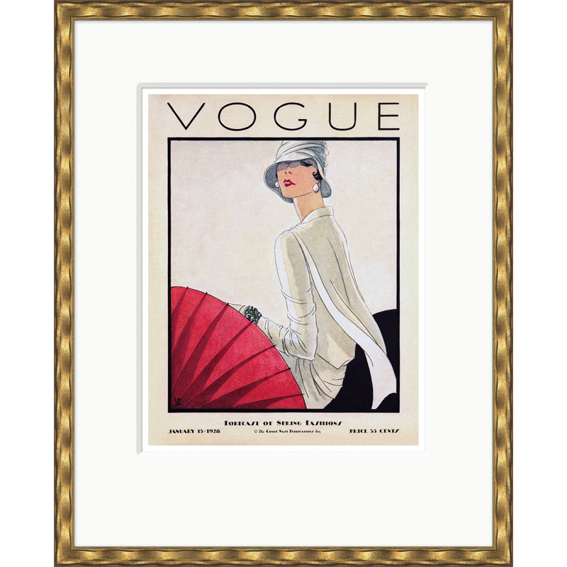 Vogue Cover, Forecast Of Spring Fashions, Porter Woodruff, January 15, 1928 Print by Condé Nast, Gold