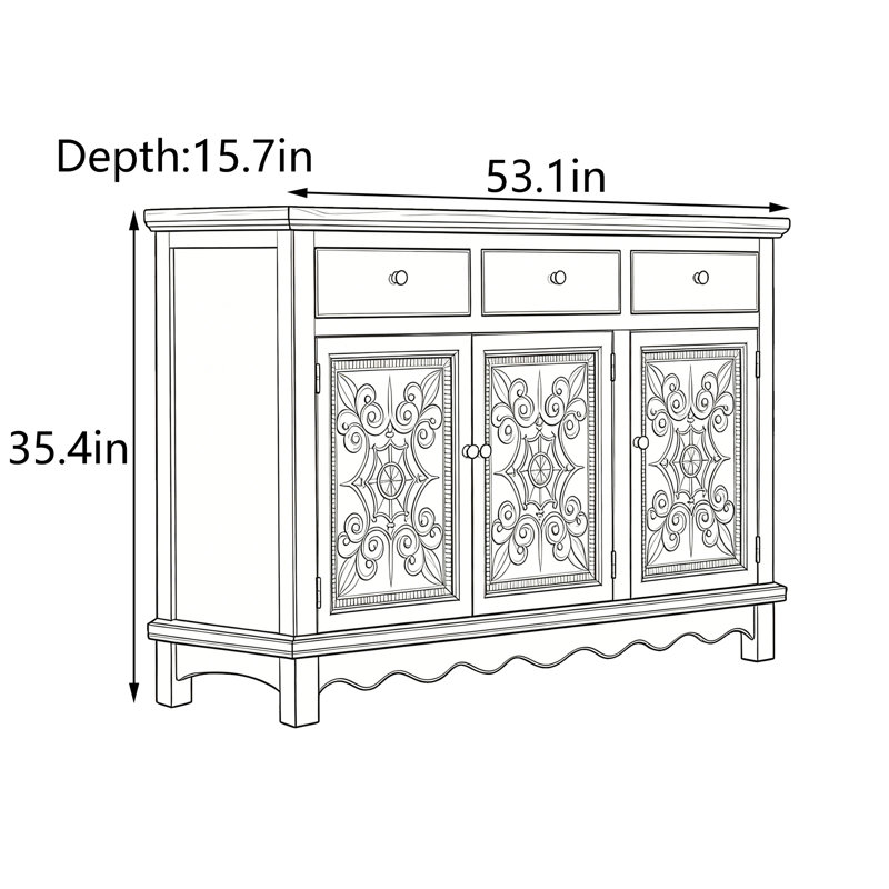 Nouvelle armoire console de style chinois, Brown / White, White