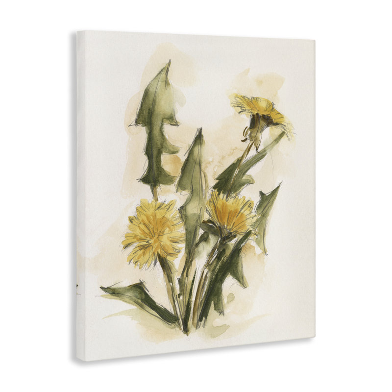 Art mural traditionnel sur toile pissenlit jaune traditionnel par Ethan Harper, H 40 po x l 30 po