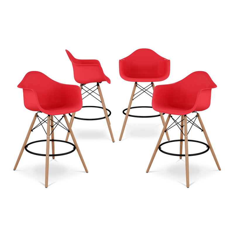 Tabouret de comptoir Modholic Eiffel avec accoudoirs, rouge (ensemble de 2), Rouge