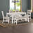 Modern Farmhouse Dining Bench With Textured Upholstered Seat And Sturdy 300 Lbs Support.