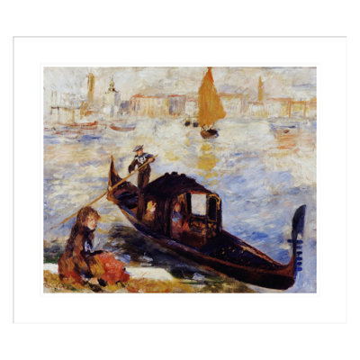 «Gondola on the Grand Canal in Venice» par Pierre-Auguste Renoir, impression giclée encadrée