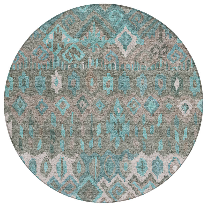 Machine Washable Indoor/Outdoor Chantille ACN2304 Casual Rug, Round 8'