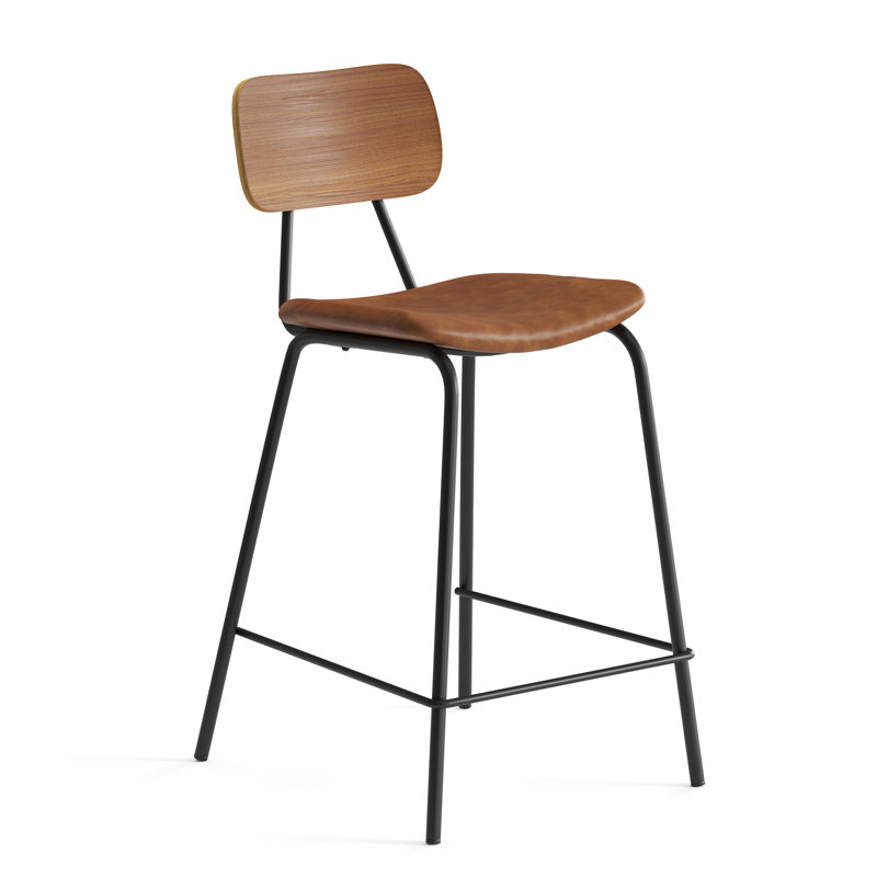 Tabouret de bar et de comptoir Buda, Brun clair, Noyer, Tabouret de comptoir (siège d’une hauteur de 24