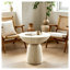 Table d'appoint ronde 19,69 po en forme de champignon, table d'appoint en fibre de verre texturée en faux travertin pour le salon et la chambre à coucher, beige, sans assemblage requis