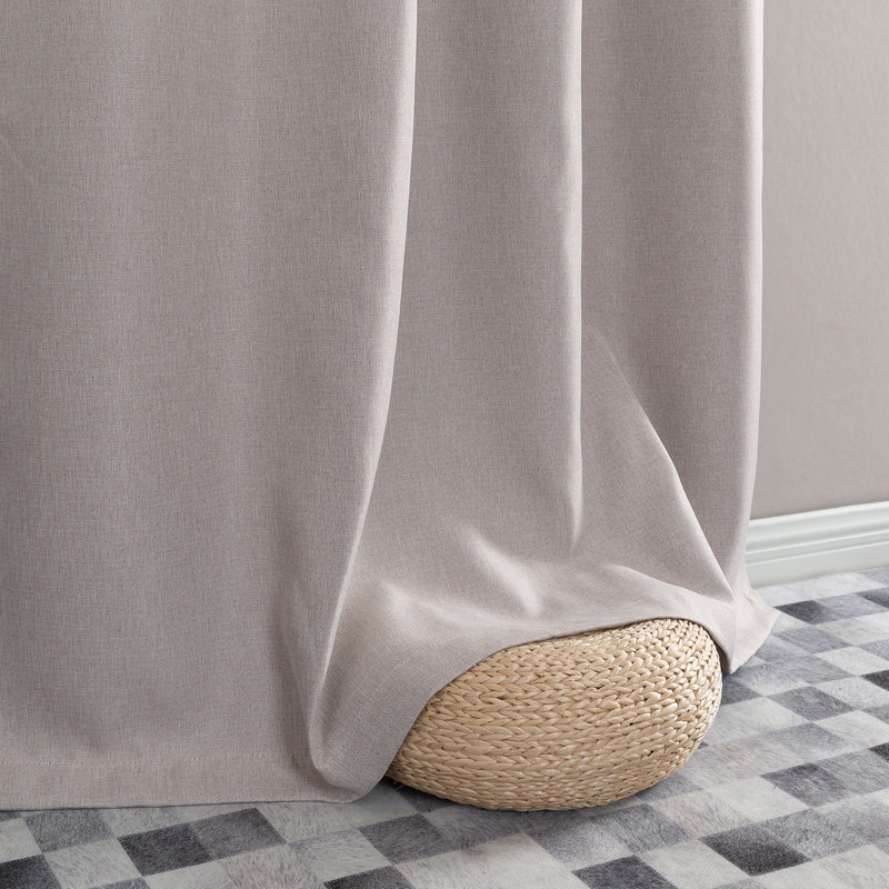 Grommet Room Darkening Linen Textured Curtain, Taupe, 50" W x 72" L