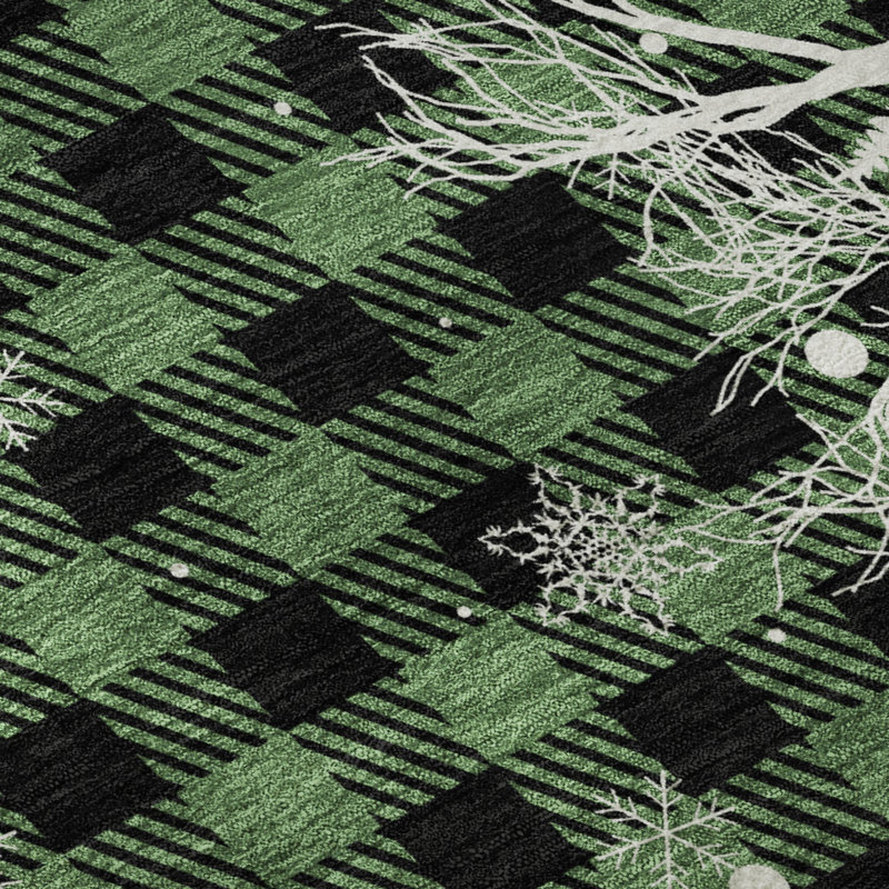 Premium Machine Washable Castillon AMF1824 Winter Forest Holiday Rug, Rectangle 5' x 7'6"