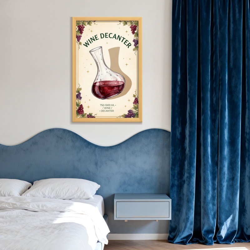 Carafe à vin avec bordure de vigne, H 18 po x l 12 po, Toile tendue, Ne s’applique pas