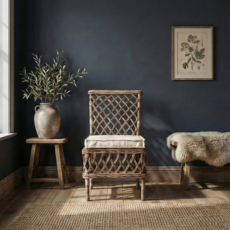 Cross Back Side Chair in Natural Gray