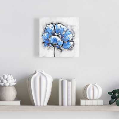 Abstract Blue Petals Canvas - Botanical Floral Home Decor