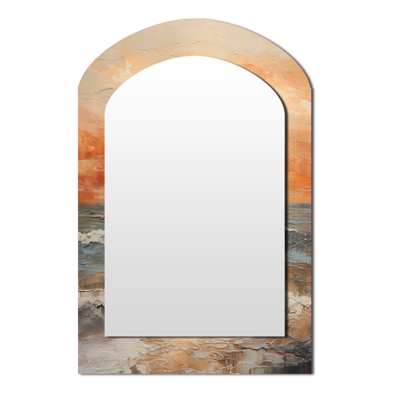 Beige et plage dorée coucher de soleil Paradise II - miroir décoratif côtier arche coucher de soleil, 43 po x 33 po