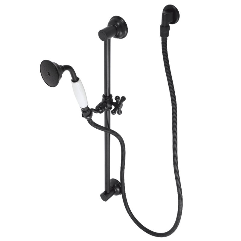 Kingston Brass Made to Match Shower System with Slide/Grab Bar and Hand Shower, Matte Black