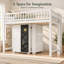 Lit mezzanine double en bois avec armoire de rangement