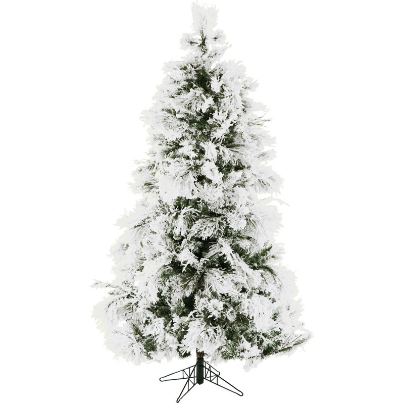 Snowy 9' White Pine Aritificial Christmas Tree with 850 Clear lights, Pre-Lit, 6.5ft