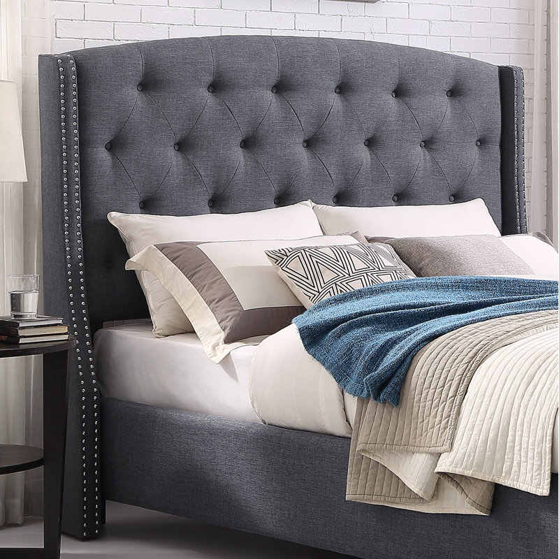 Dorthy Bed, Queen, Gray Polyester Blend