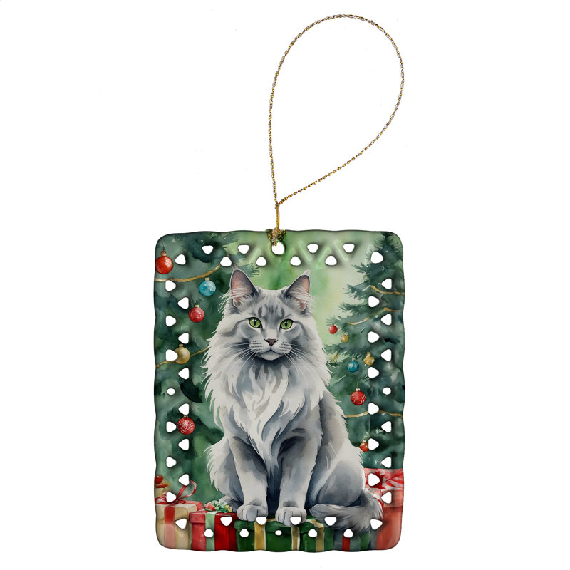 Ornement en porcelaine Nebelung, Chat Nebelung
