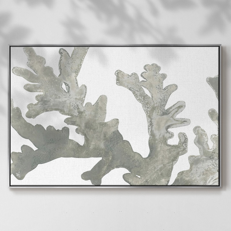 Stone Macro Coral II - reproduction de cadre flottant sur toile, H 27 po x l 41 po x P 2 po, Argent