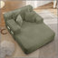 Luxueuse chaise longue en velours côtelé moelleux avec 3 coussins, canapé-lit convertible avec poche de rangement, conception sans cadre et mousse de compression pour les petits espaces, salon, appartement, vert-2045143850