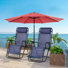 Ensemble de chaises longues d'extérieur inclinables sans gravité avec parasol de patio