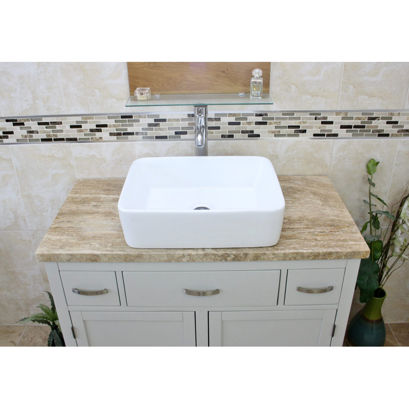 Roderick 1000 mm Freestanding Single Vanity, Grey, Travertine