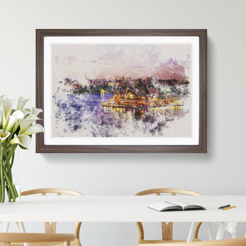 Sydney Opera House Vol.2 - Picture Frame Painting, Walnut Framed, 48cm H x 65cm W x 2cm D