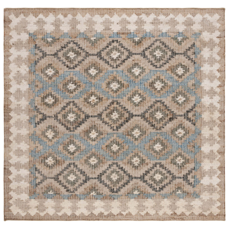 Goodwyn Flat Weave Jute Southwestern Rug, Square 7'