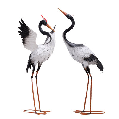  Statues de jardin d'extérieur Yard Decorations, grue en métal blanc, art de la cour 33-39 "pour la cour arrière, porche extérieur, patio, décor de jardin Heron Decoy, ensemble de 2, cadeaux pour maman