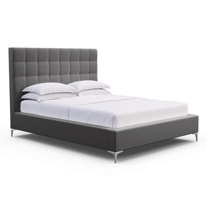 Bryant Upholstered Bed, Queen, Plush Velvet Graphite, Ebony