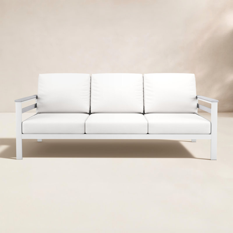 Townsend Metal Outdoor Sofa With Sunbrella Cushion, Canvas White