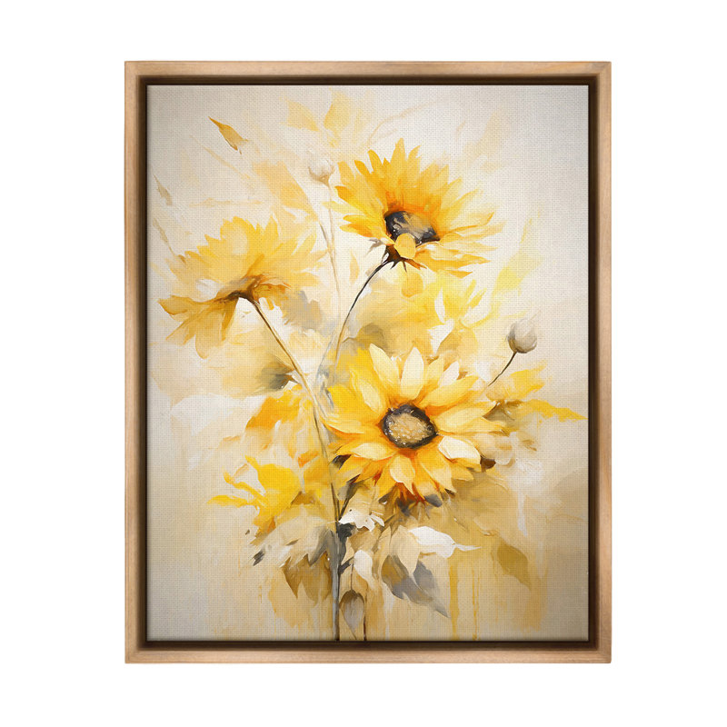 Art mural «Mlever Yellow Bunches» par Ramona Murdock, Cadre flottant orme Montalcino, H 31 po x l 25 po